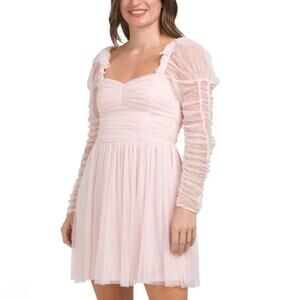 NWT French Connection Pink Tulle Ruched Mini Dress Coquette Soft Girl Fairy Fae